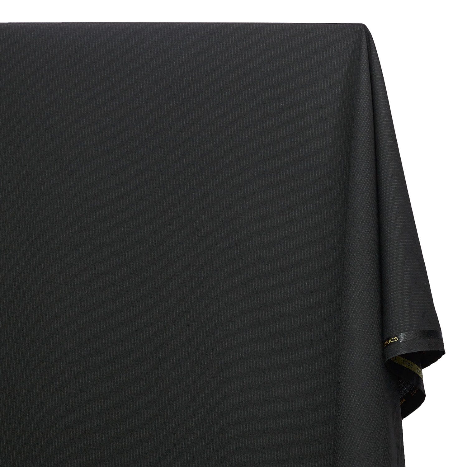 Pinstripe Polyester Viscose Wool-Look Suiting Fabric SV583345 Black Image A2