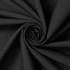 Pinstripe Polyester Viscose Wool-Look Suiting Fabric SV583345 Black Image A2