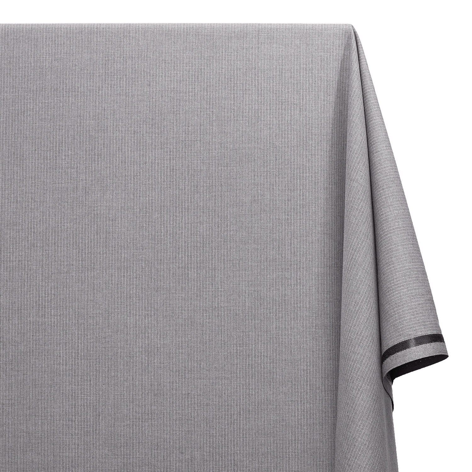 Pinstripe Polyester Viscose Wool-Look Suiting Fabric SV583346 Grey Image A2