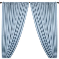 Yorkshire Natural Linen Rod Pocket Curtains Sky Blue Image 1
