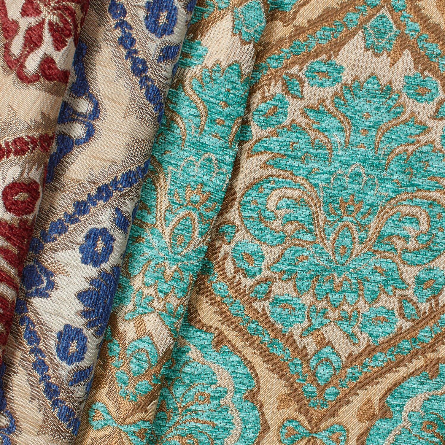 Two Tone Polyester Chenille Damask Jacquard Fabric
