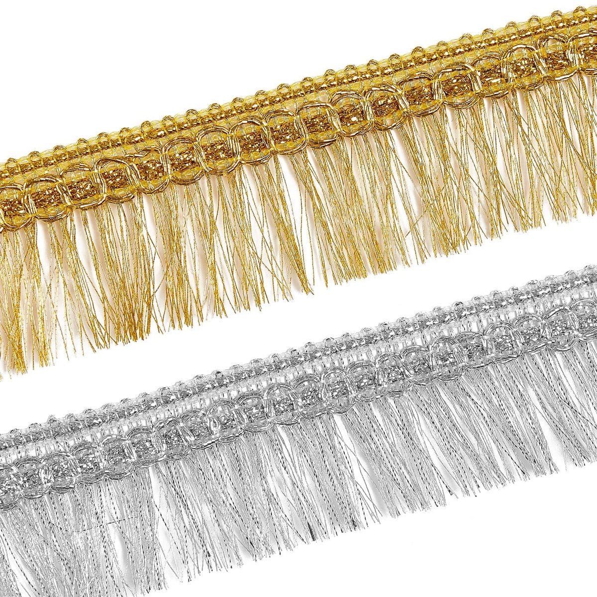 Expo Int'l 18 inch Metallic Chainette Fringe Trim by The Yard, Silver