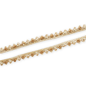 1/2 Inch Metallic Ribbon & Cording On Pearly Beaded Fabric Trim SV583119-HP Gold / White & Gold Image A4