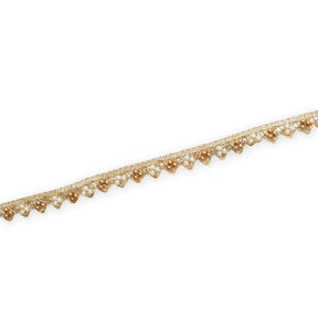 1/2 Inch Metallic Ribbon & Cording On Pearly Beaded Fabric Trim SV583119-HP Gold / White & Gold Image A3