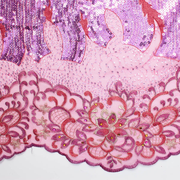 Embroidered Flowers With Rhinestones & Sequins On Mesh