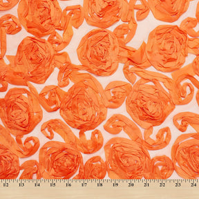 Taffeta Ribbon Rosette On Mesh