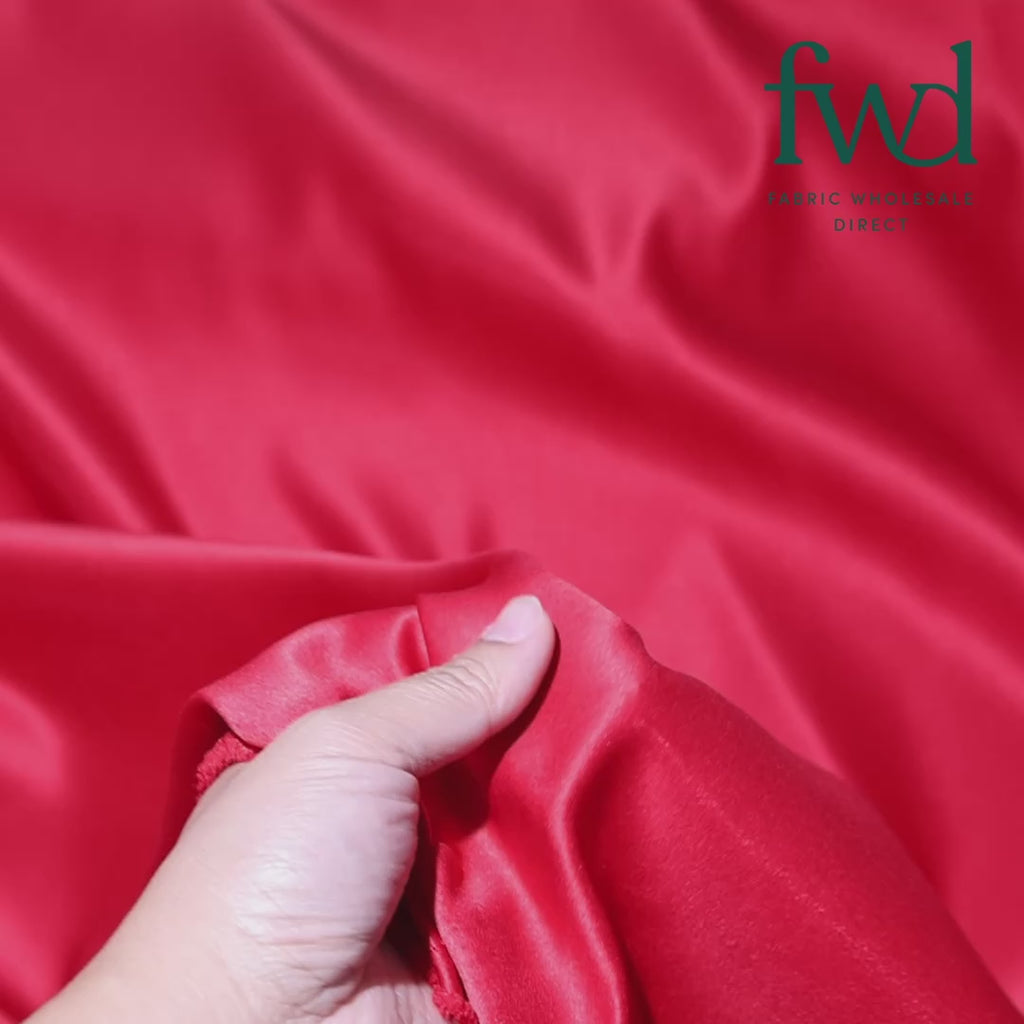 Matte Satin Peau De Soie (120") Fabric Red Video|SV582965