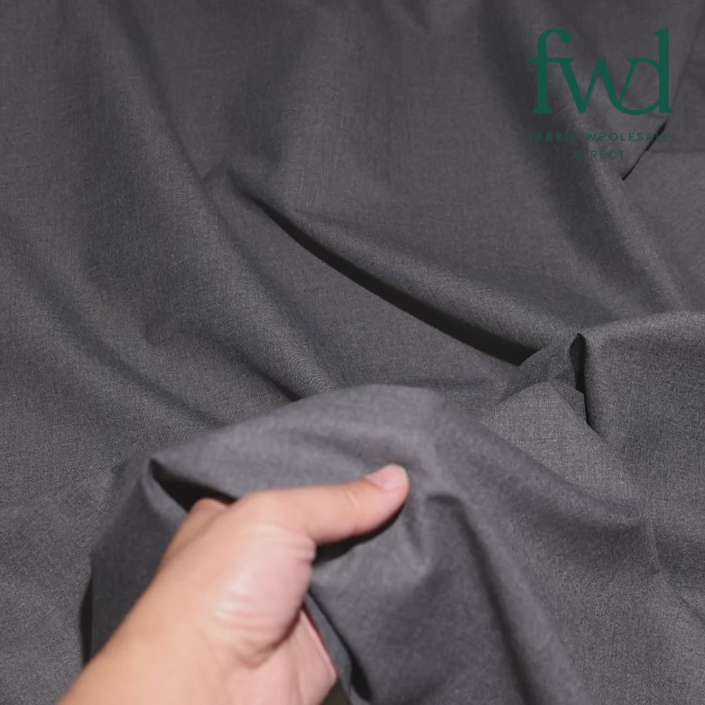 Stretch Polyester Viscose Linen-Look Suiting Fabric Charcoal Video|SV583341