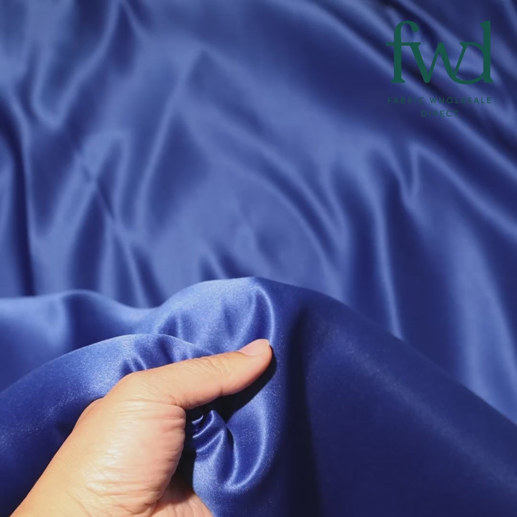 Matte Satin Peau De Soie (120") Fabric Royal Blue Video|SV582968