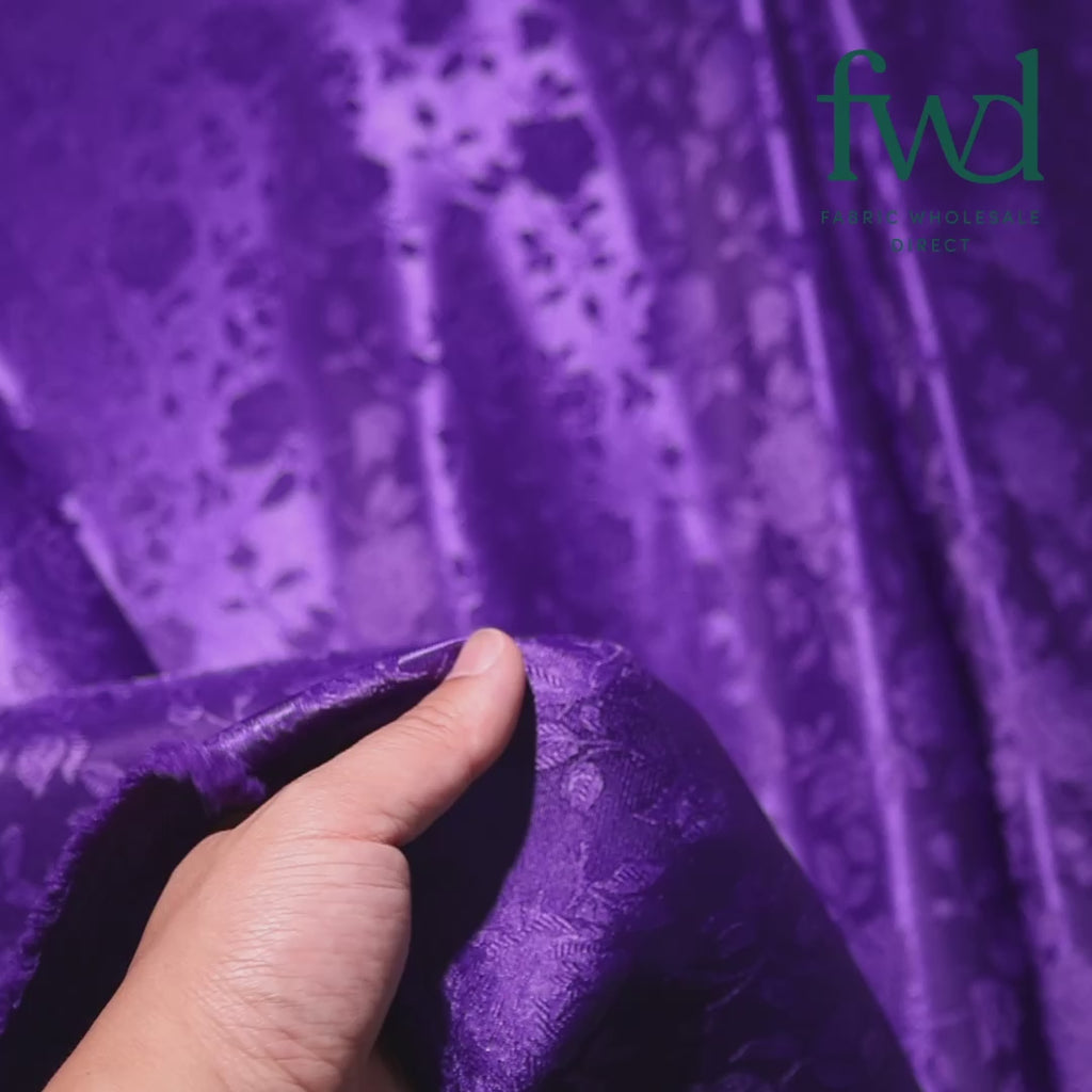 Rose Jacquard Satin Fabric Video SV582004 Purple