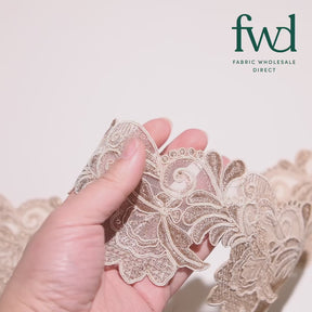 Leafy Floral Corded Sequin Embroidery On 4 Inch Scalloped Mesh Lace Trim Fabric Fone Video|SV582523