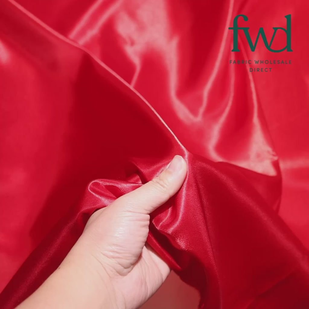 Polyester Charmeuse Satin (58/60 Inch) Fabric Red Video|SV571244