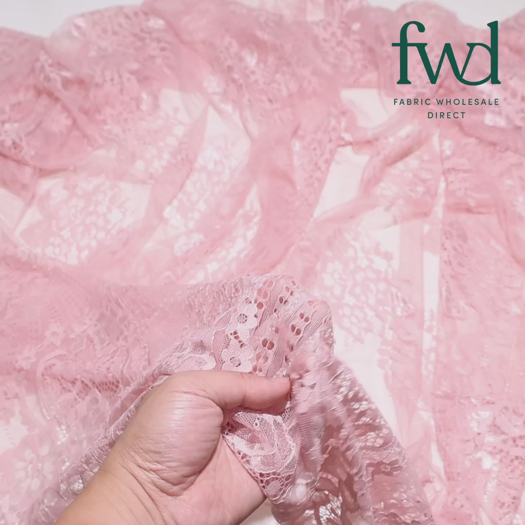 Leafy Chantilly Lace Fabric Blush Video|SV582675