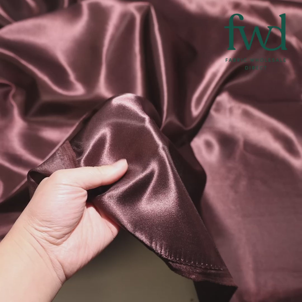 Polyester Charmeuse Satin (58/60 Inch) Fabric Brown Video|SV571251