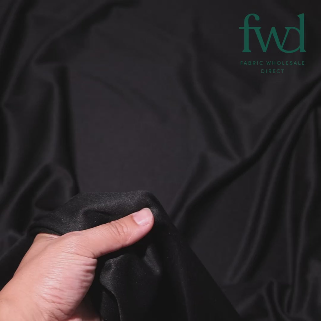 Polyester Interlock Knit Lining Fabric Black Video|SV574607