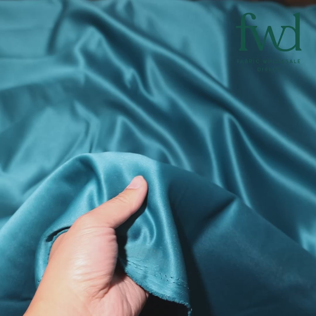 Matte Satin Peau De Soie (120") Fabric Teal Video|SV582973