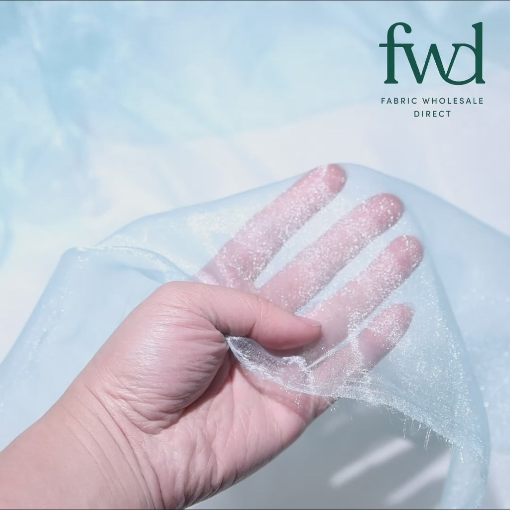 Crystal Organza (59/60 Inch) Fabric Baby Blue Video|SV571264