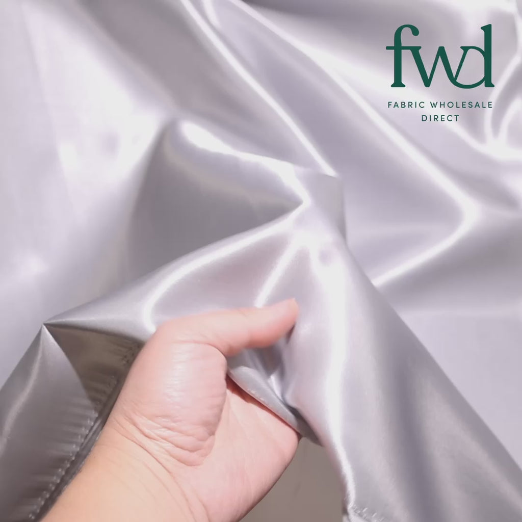 Polyester Charmeuse Satin (58/60 Inch) Fabric Silver Video|SV571227