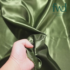 Polyester Charmeuse Satin (58/60 Inch) Fabric Martini Olive Video|SV571248