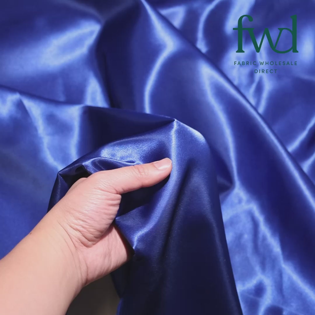 Polyester Charmeuse Satin (58/60 Inch) Fabric Royal Blue Video|SV571242