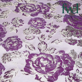 Rose Floral Plain Woven Crinkle Metallic Brocade Jacquard