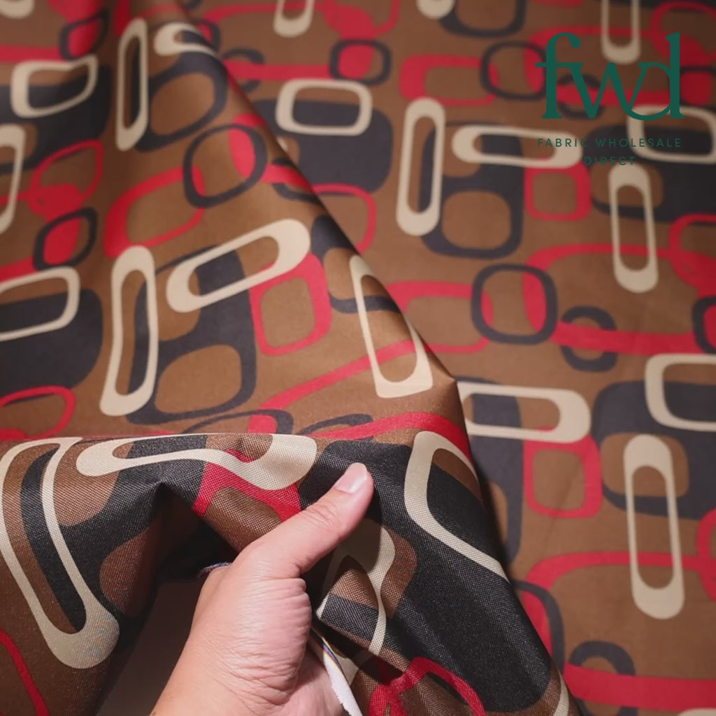 Ottertex® Waterproof Retro Print Canvas Brown Fabric Video|SV570295