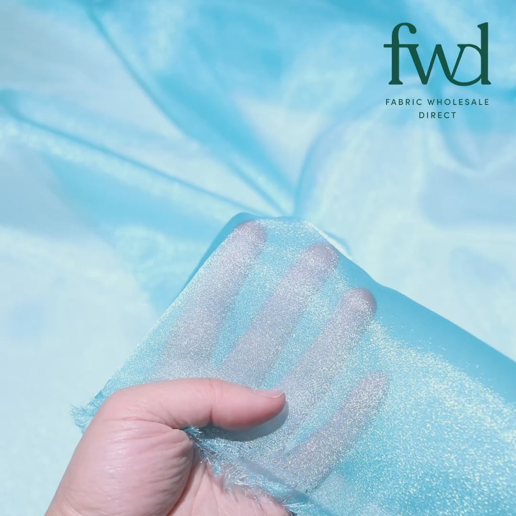 Crystal Organza (59/60 Inch) Fabric Turquoise Video|SV571268