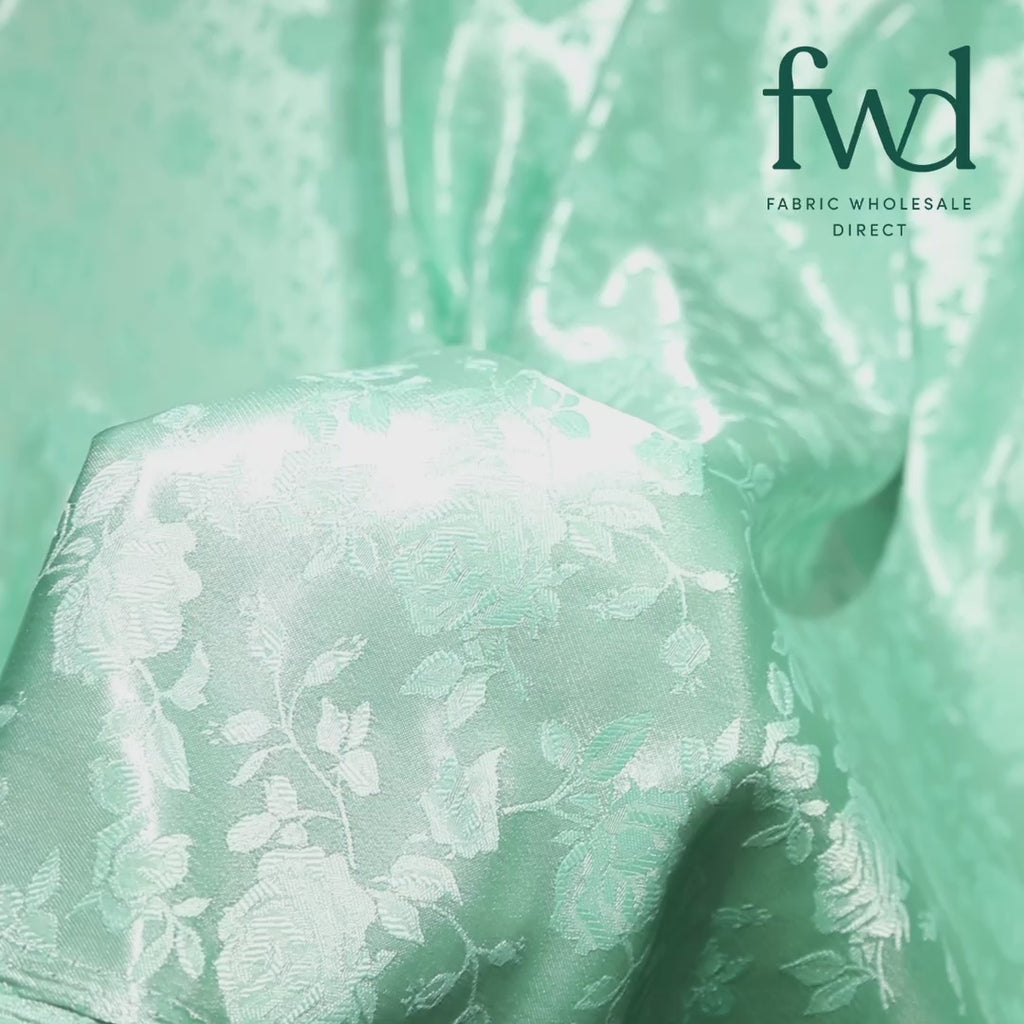Rose Jacquard Satin Fabric Video SV579536 Mint