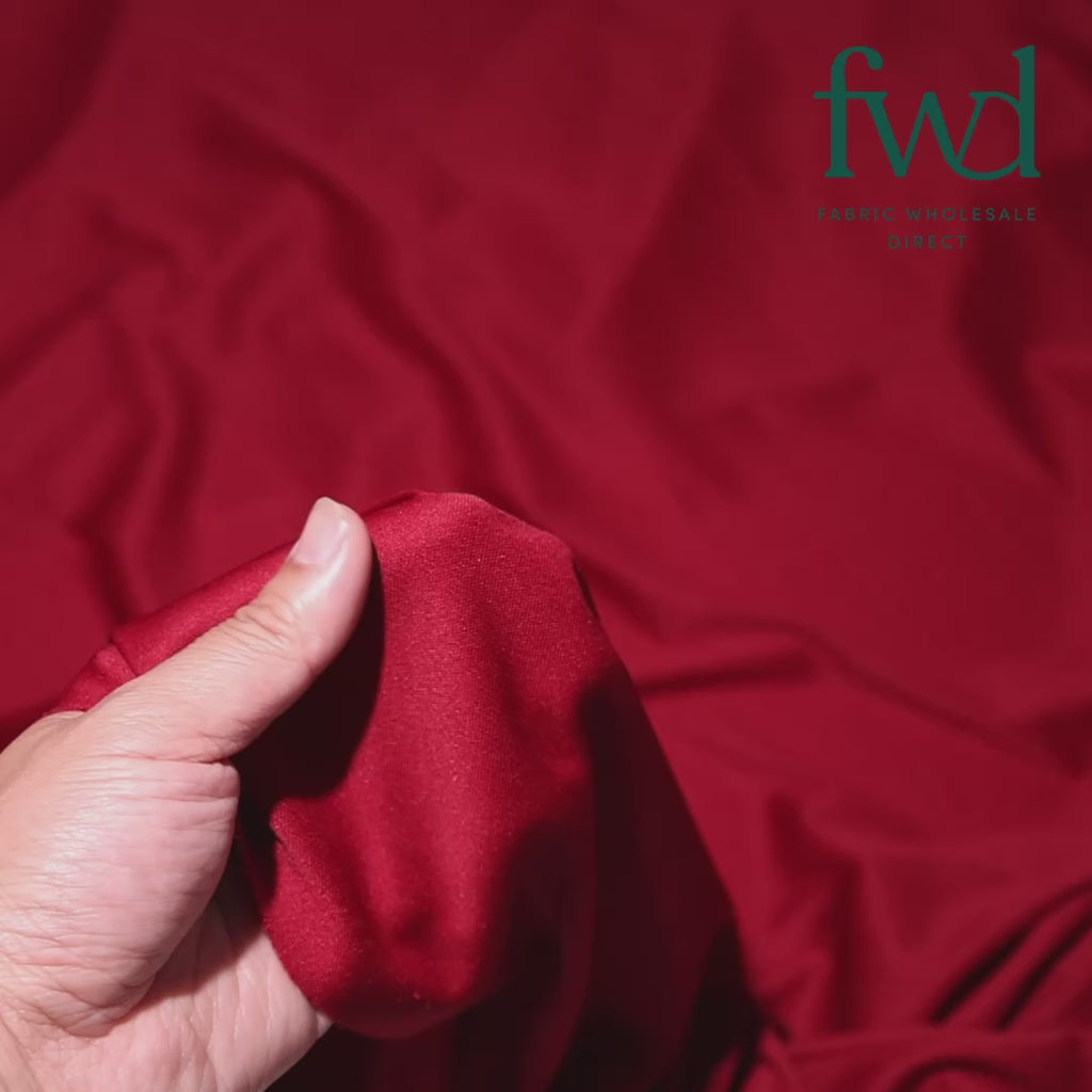 Polyester Interlock Knit Lining Fabric Burgundy Video|SV574600