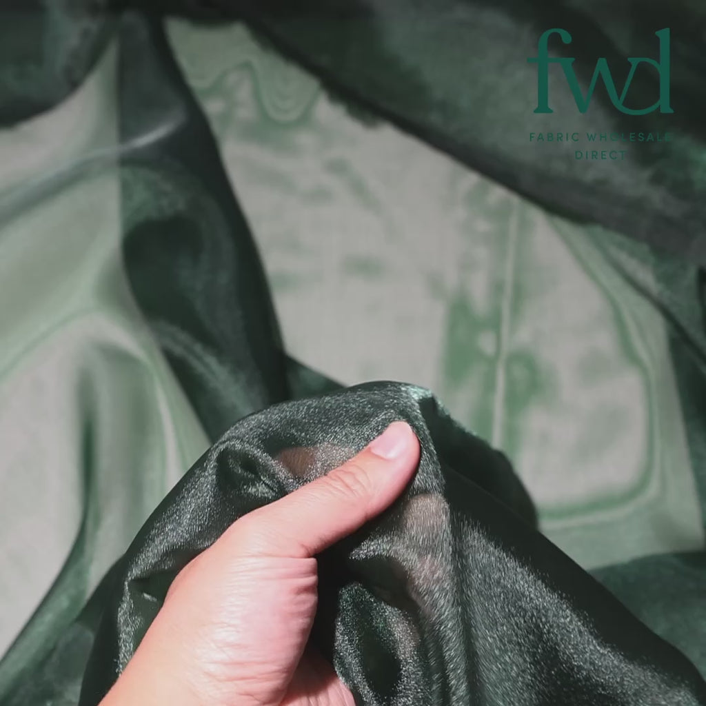 Crystal Organza (59/60 Inch) Fabric Hunter Green Video|SV583109