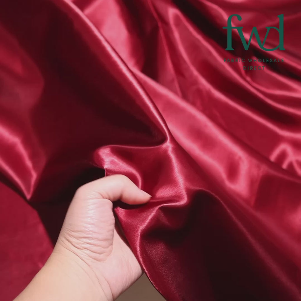 Polyester Charmeuse Satin (58/60 Inch) Fabric Burgundy Video|SV571246