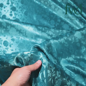 Rose Jacquard Satin Fabric Video SV582003 Teal