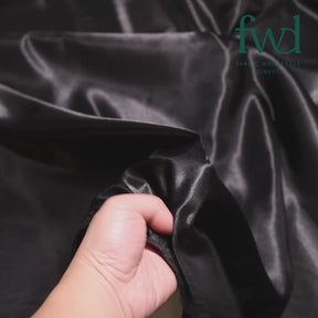 Polyester Charmeuse Satin (58/60 Inch) Fabric Black Video|SV571253