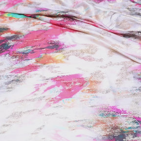 Abstract Printed Metallic Embroidered Satin