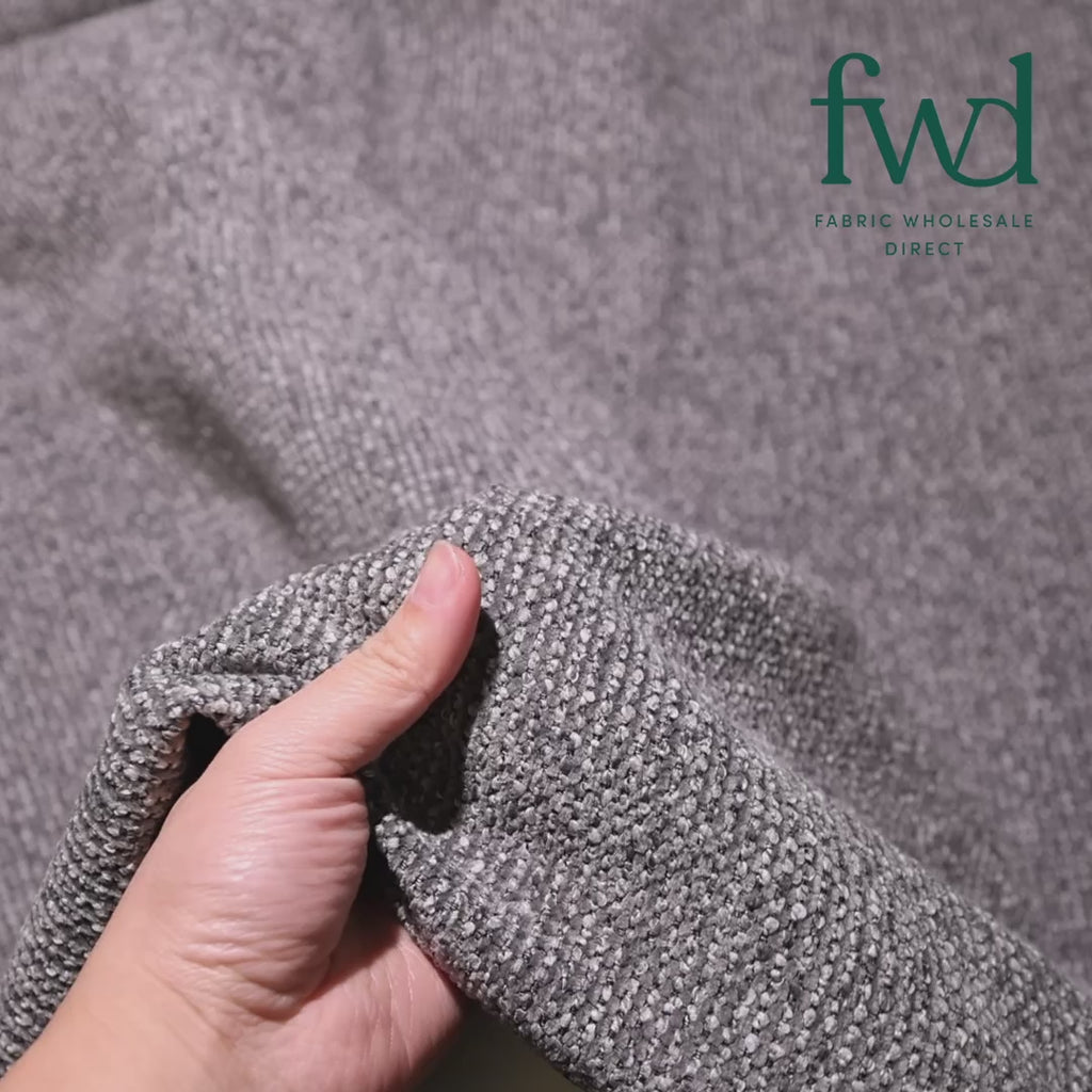 Nubby Jacquard Chenille Upholstery Fabric Grey Video|SV582025