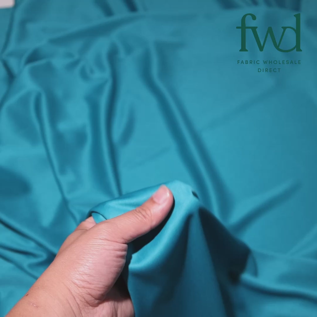 Polyester Interlock Knit Lining Fabric Teal Video|SV574595