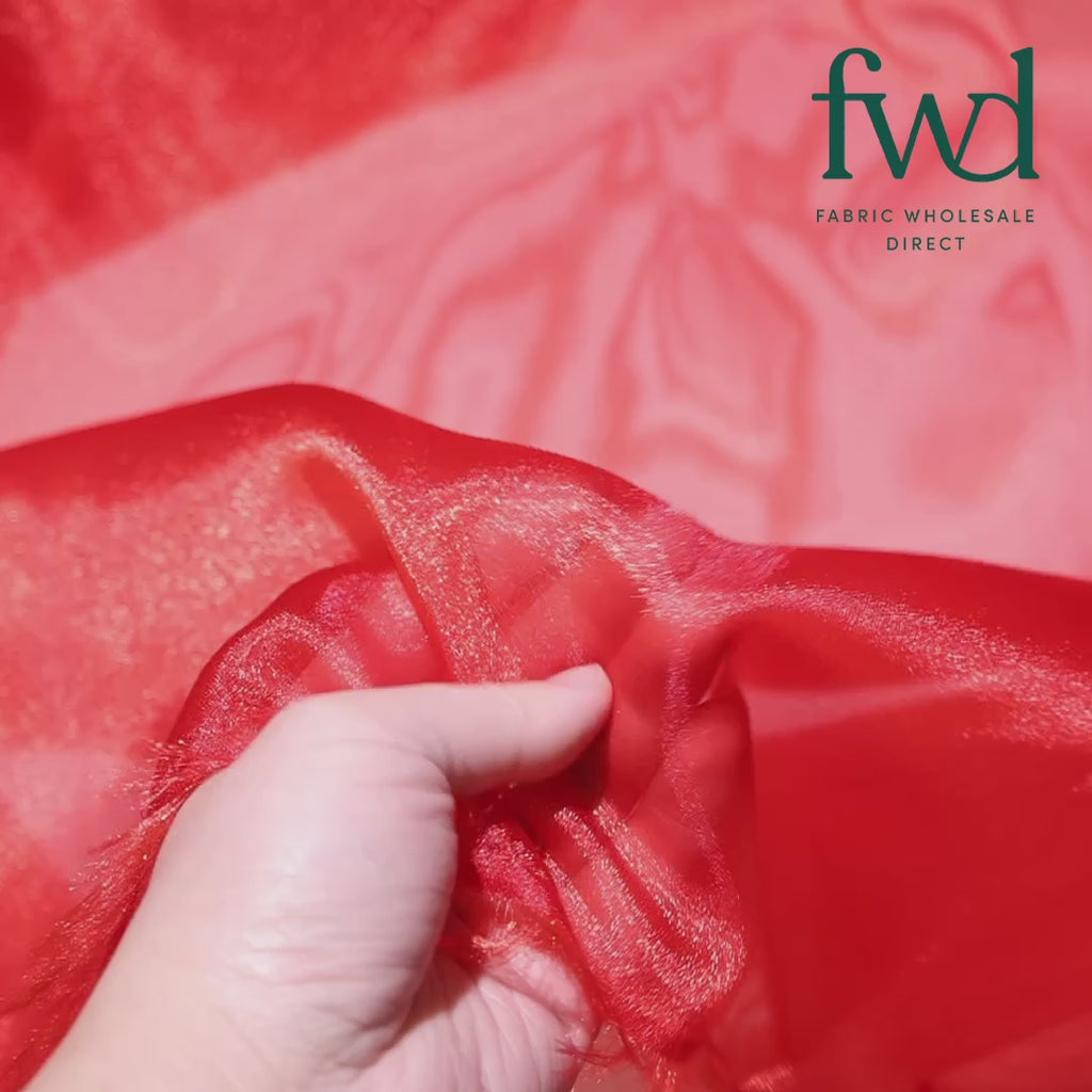 Crystal Organza (59/60 Inch) Fabric Red Video|SV571263