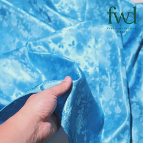 Rose Jacquard Satin Fabric Video SV582001 Turquoise