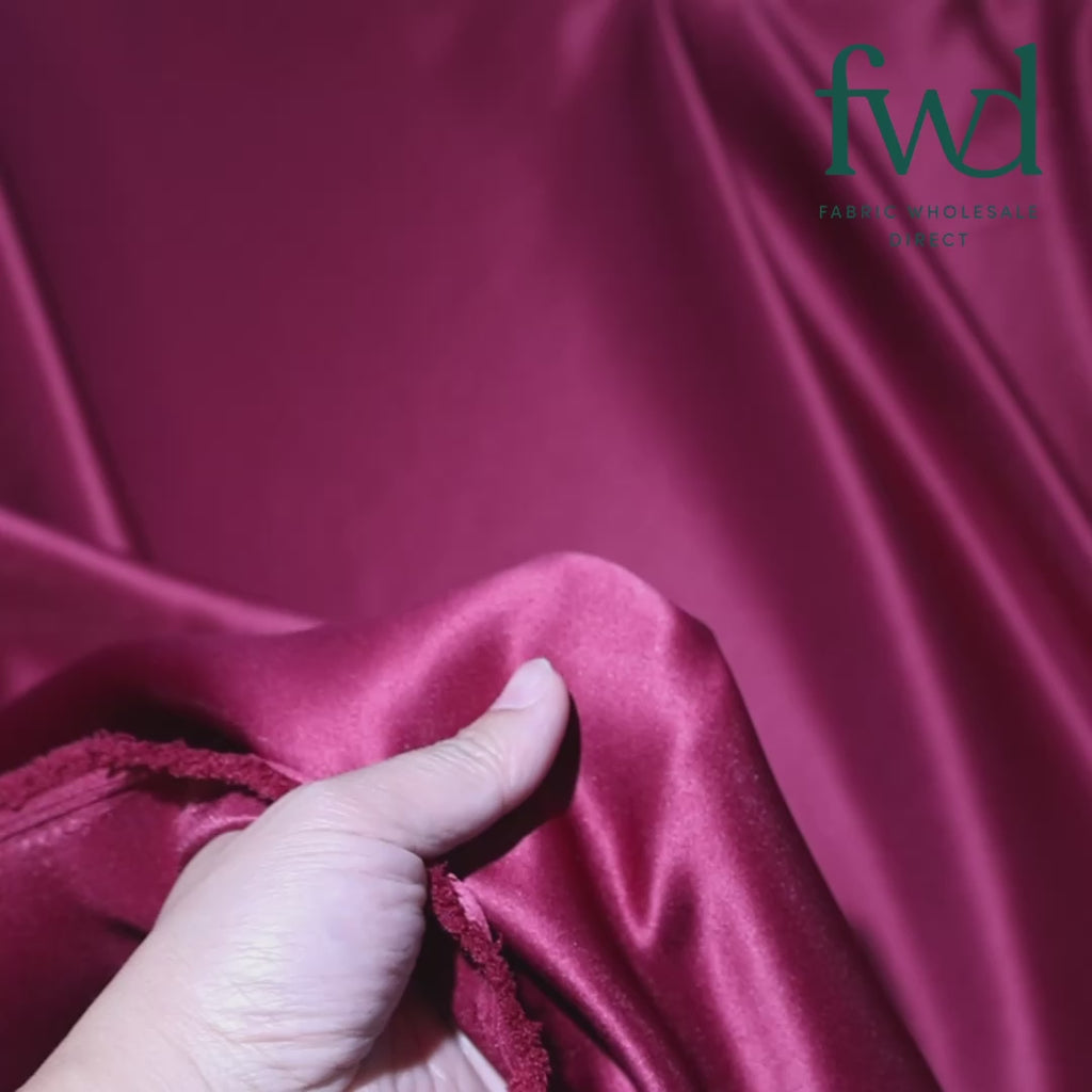 Matte Satin Peau De Soie (120") Fabric Burgundy Video|SV582966