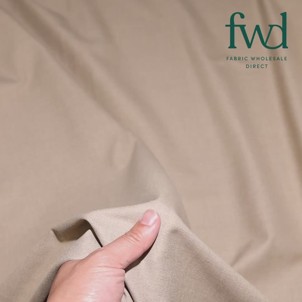 Stretch Polyester Viscose Linen-Look Suiting Fabric Khaki Video|SV583343