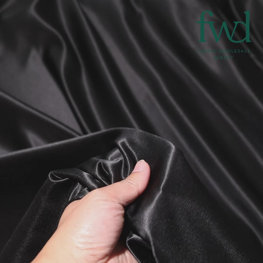 Matte Satin Peau De Soie (120") Fabric Black Video|SV582964