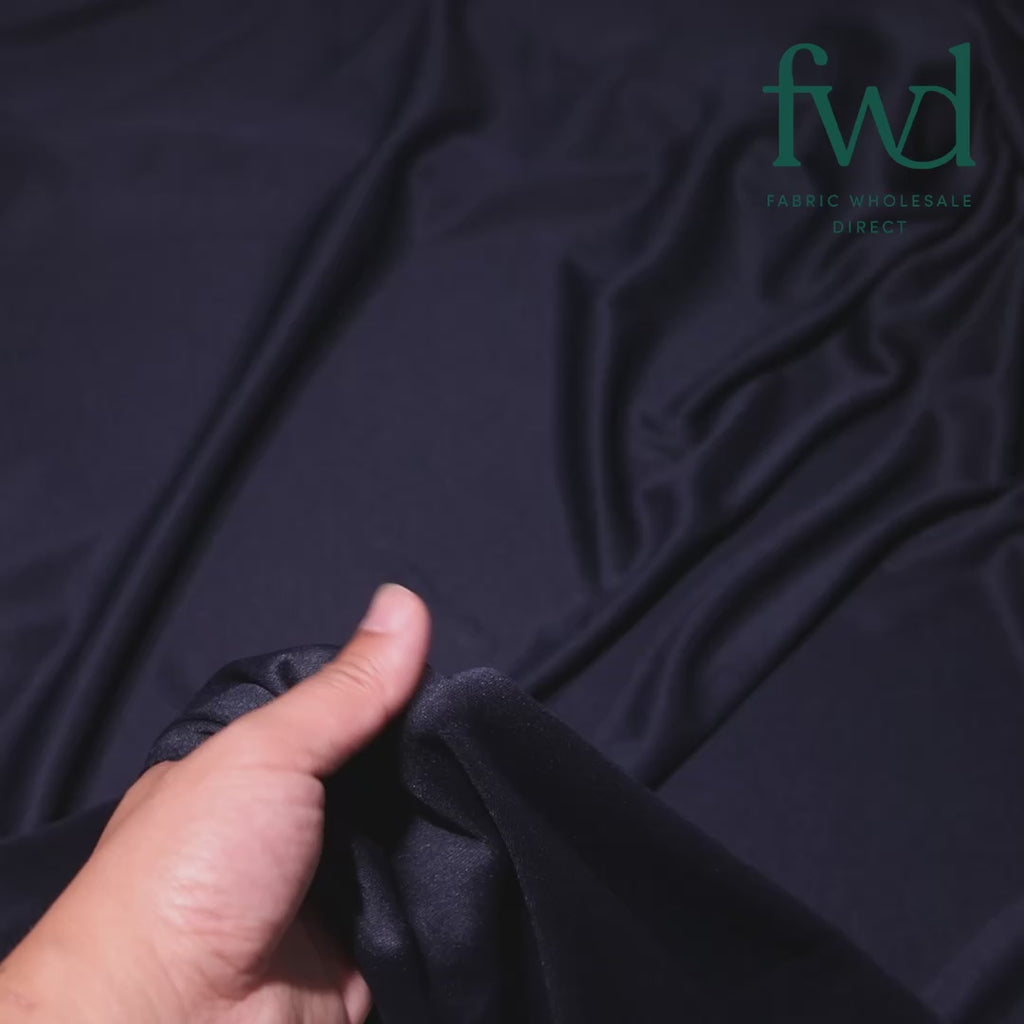 Polyester Interlock Knit Lining Fabric Navy Blue Video|SV574606