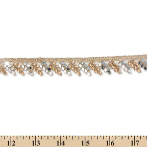 1 Inch Leafy Rhinestone Metallic Cording On Mesh Trim SV580414 3