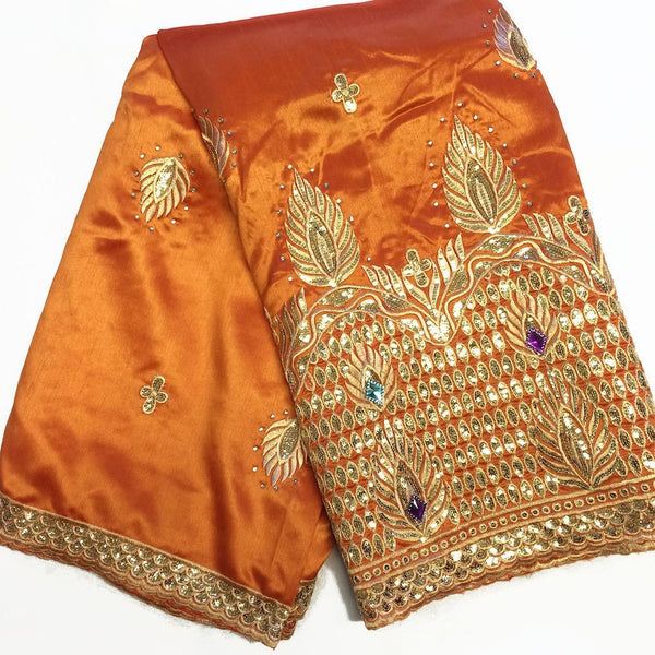 Noble African George Taffeta Studded - Orange Fabric