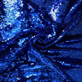 All-Over Sequins Mermaid Scale on Stretch Mesh Rod Pocket Curtains - Royal Blue