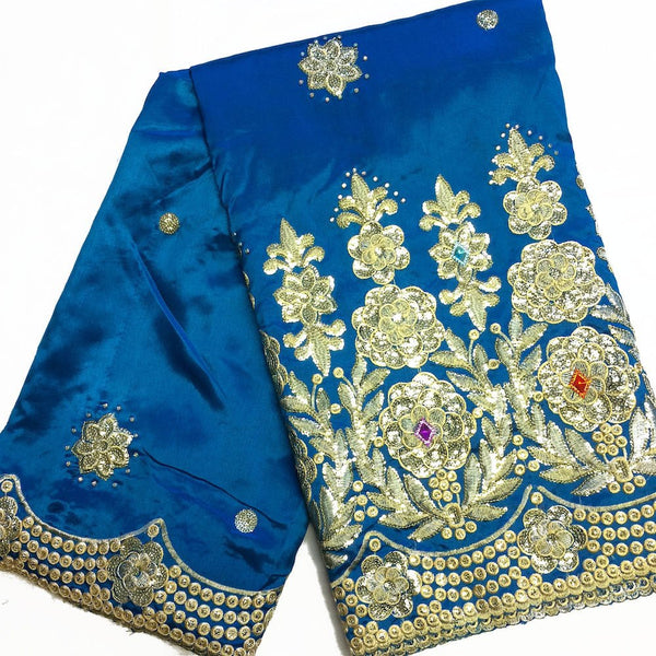 Noble African George Taffeta Studded - Turquoise Fabric