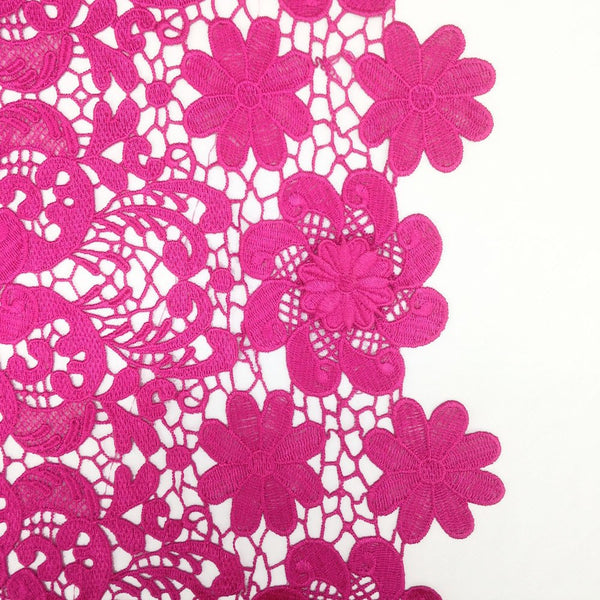 Fuchsia Lily Flower Guipure French Venice Lace Fabric