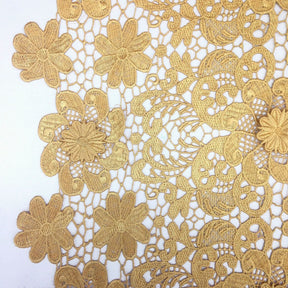 Gold Lily Flower Guipure French Venice Lace Fabric