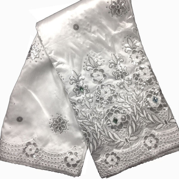 Noble African George Taffeta Studded - Silver Fabric