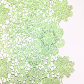 Light Lime Green Lily Flower Guipure French Venice Lace Fabric